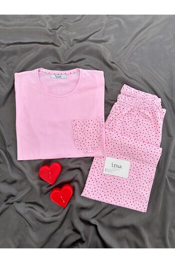 Lena Homewears Pembe Spring Kısa Kollu Pijama Takımı