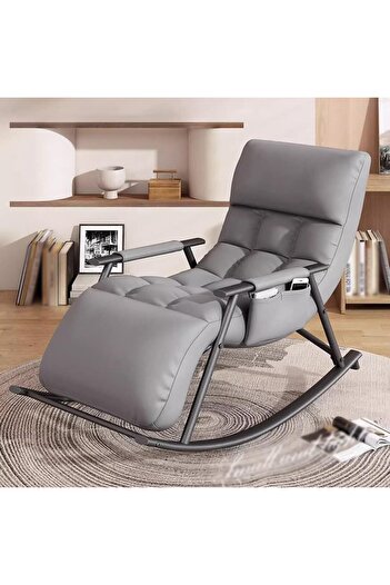 Generic Relaxing fabric rocking chair with comfortable padding for maximum comfort - Grey