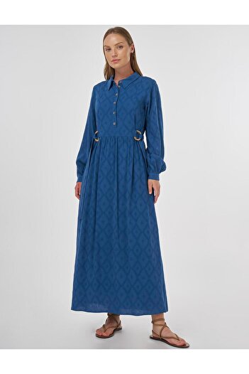 KYR Belted Viscose Linen Dress Indigo