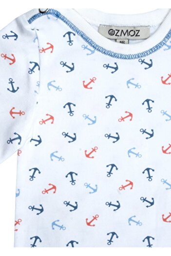 Ozmoz By Mukadder Özden Organic Anchor Patterned Short Sleeve Baby Boy Body