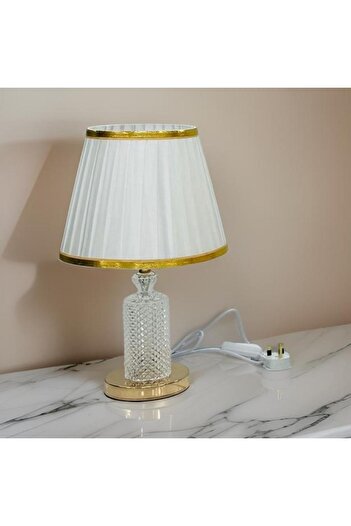 DEC10 Elegant white and gold bedside lamp