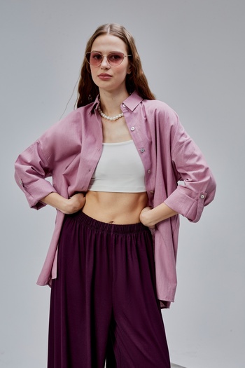 TF The Fancy For You Kadın Apoletli Katlamalı Uzun Kol Oversize Gömlek