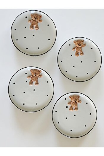 MeGgDecor Teddy Bear 4 Pieces Embossed 21cm Plate
