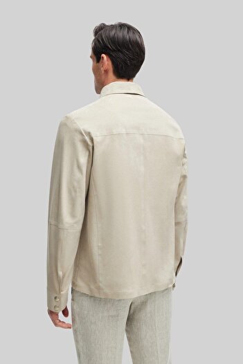 BOSS L-Mashirt Erkek Deri Ceket Krem 271
