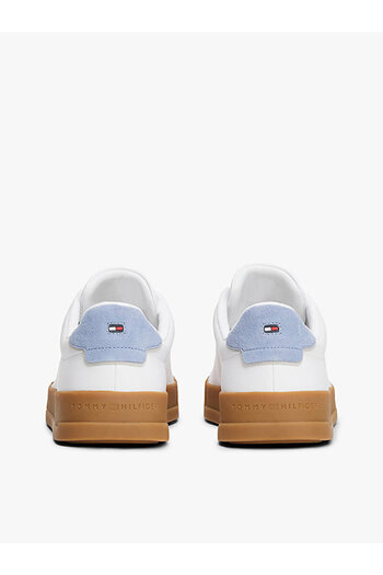 Tommy Hilfiger Erkek Rahat Düz Taban Topuk Renk Geçişli Deri Beyaz-Kahverengi Sneaker FM0FM05367-05O