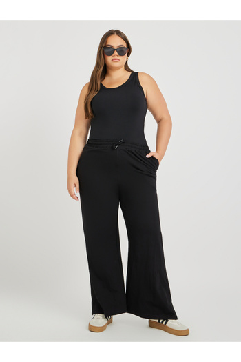 Styli Plus Size Wide Leg Joggers with Drawstring