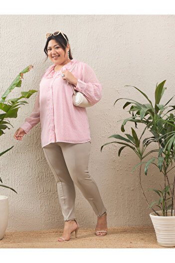 Sassafras By Styli Plus Size Solid Flat Front Mom Fit Pants