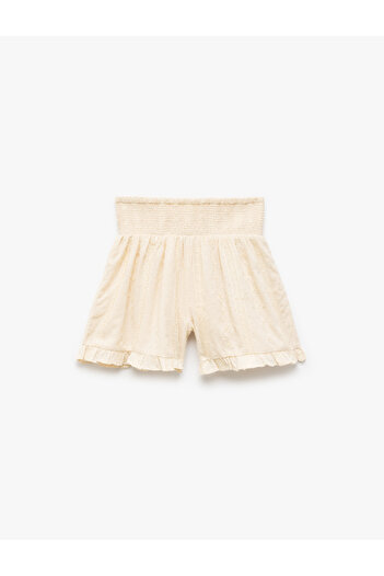 Koton Ruffle Detailed Gipeli Textured Shorts with Elastic Waist