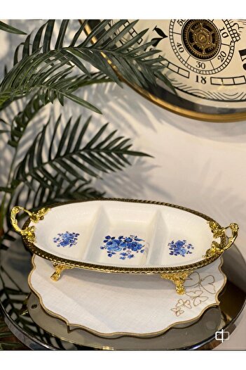 DM HOME Metal Footed Porcelain Presentation with Compartments