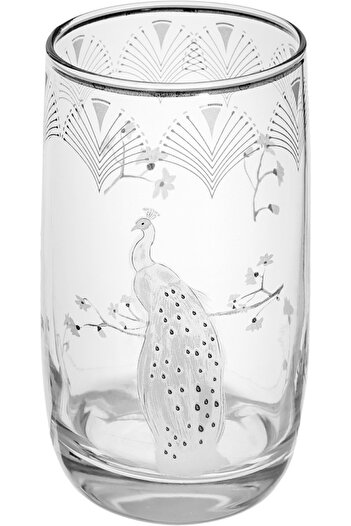 Alsaif Gallery Saif Gallery Porcelain Dinner Set, Peacock Design, 24 Pieces - White