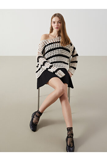 LC Waikiki Boat Neck Openwork Women's Knitwear Sweater