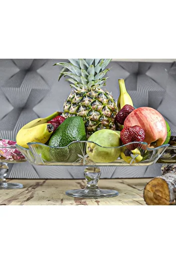 DECOCIA 32 cm Glass Fruit Bowl Presentation Bowl with Feet