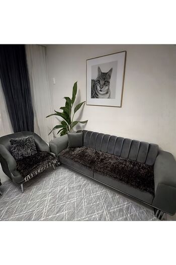 mdhomecarpet Set de huse de scaun elegant, realizat manual, 4 piese |   Husă lavabilă din pluș țesut cu două fețe