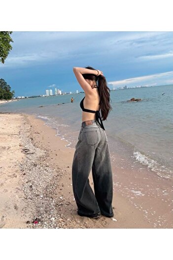 Gofeel New Style Gri Parçalı Baggy Jean Pantolon