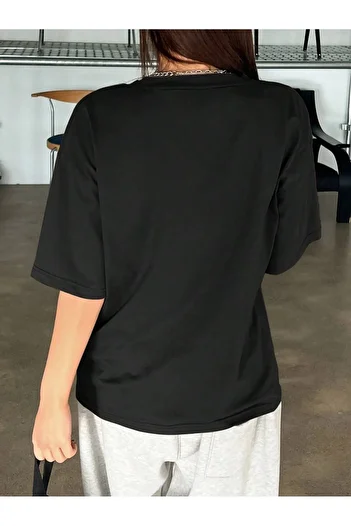 Frisson Cotton Black Oversize Crew Neck Comfortable T-Shirt "Tequila" Printed T-Shirt