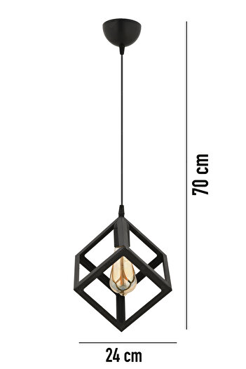 LUMINZO Luiza Siyah 24 cm Modern Avize Sarkıt Salon Mutfak Kuaför Cafe Lamba Dekoratif Aydınlatma