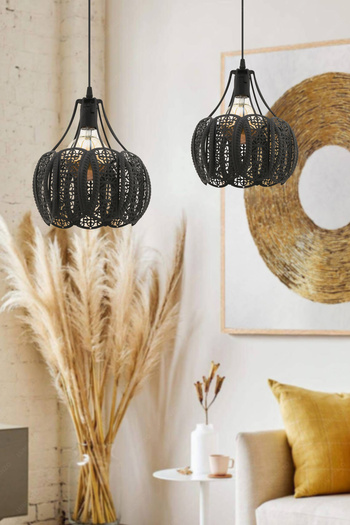 LUMINZO Oroa 24 cm Siyah Modern Avize Sarkıt Salon Mutfak Kuaför Cafe Lamba Dekoratif Aydınlatma