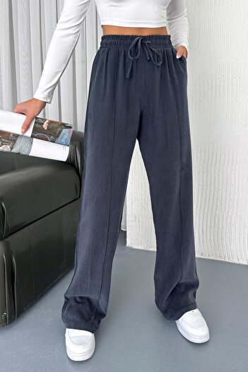 Feela Moda 2007 Lace-Up Elastic Waist Modal Striped Palazzo Women's Trousers