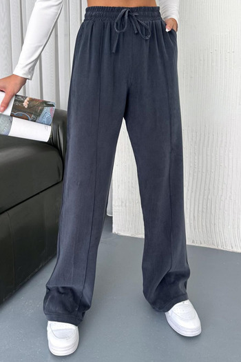 Feela Moda 2007 Lace-Up Elastic Waist Modal Striped Palazzo Women's Trousers
