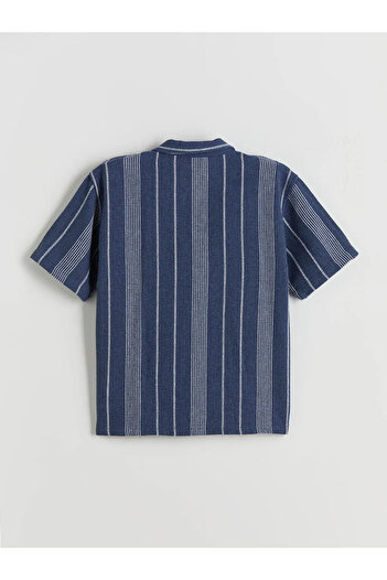 LC Waikiki Lcw Kids Indigo Striped Short Sleeve Boy's Shirt
