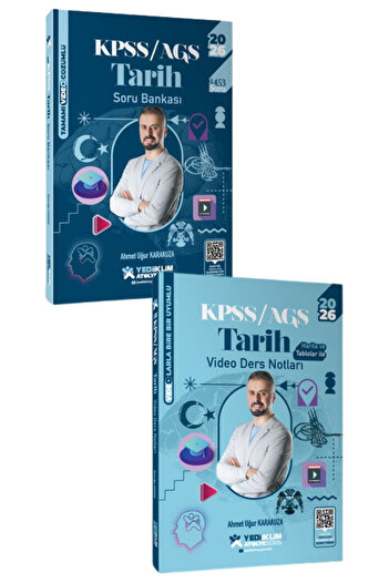 Yediiklim Yayınları 2026 KPSS AGS Atölye Serisi Genel Kültür Tarih Video Ders Notu ve Soru Bankası Seti 2 Kitap