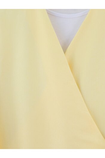 Modamorfo Linen Suit with Side Tie Skirt - Light Yellow