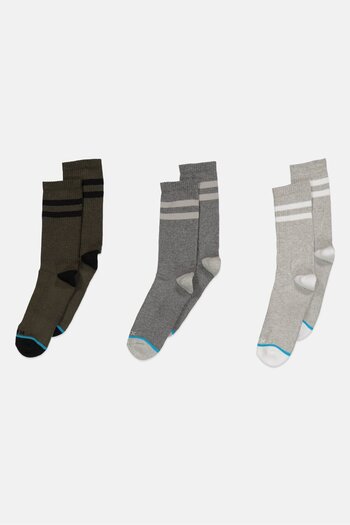 RBX Men 3 Pairs Brand Logo Hiking Socks, Multicolor