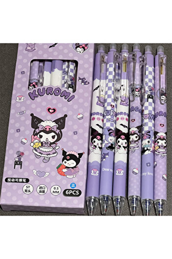 SANRIO blue Kuromi Press Erasable Pen Elementary School Student Moyi Wipe Cute High Beauty Kuromi Ne