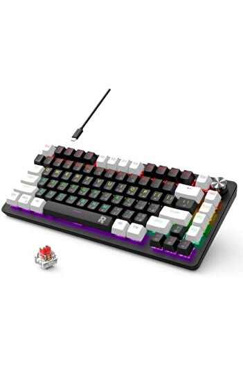 ROCK POW 70% Gaming Keyboard, Arabic English 82 Keys Mechanical Keyboard with RGB Backlit 19 Modes,
