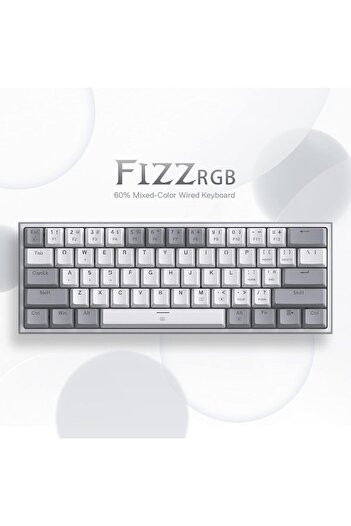 REDRAGON K617 Wired Gaming Keyboard, 60% Compact Mechanical RGB Keyboard with 61 Keys, White/Grey
