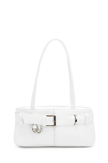 minebag Women's Shoulder Bag Birdy White with Belt Detail
