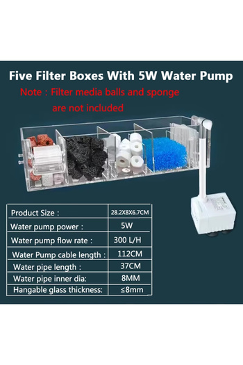 Choice4 EU adapter Five Box 1PC Fish Tank Waterfall Filter Box Wall Mounted Built-in Silent Circulating Wate