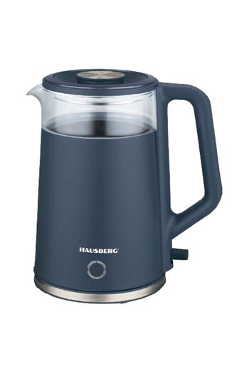 Hausberg Cana fierbator HB-3619BL, 1800W, 2L, Anti-uscare, Oprire automata, Material Inox, sticla + plastic