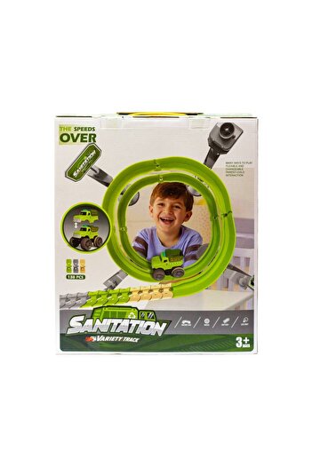SUNDUS Race Track Toy for Cars - 138 Pieces - Green
