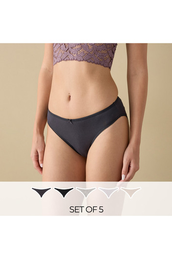 FAV Set of 5 - Bikini Briefs with Lace Detail and Elasticated Waistband