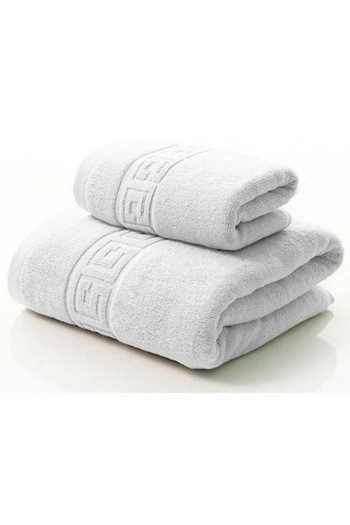 OEM Set 2 Bath Towels, Cotton, 50x90 cm, 70x140 cm, White