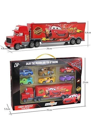 toy box tr Luxury Lightning McQueen Cars Set 7 Pieces, Toy Car Set with One Truck and Six Cars, Multicolored, A