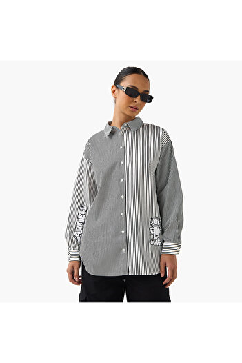 SP Characters Garfield Print Oversized High Low Shirt