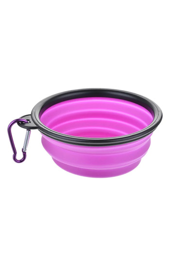 Ropet Foldable Silicone Pet Water Bowl, Portable Bowl Type, 0.45L, Pink
