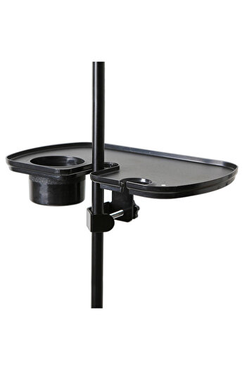 Choice Black Universal Microphone Stand Tray with Drink Holder for Music Sheet, Live Streaming, Karaoke, Re