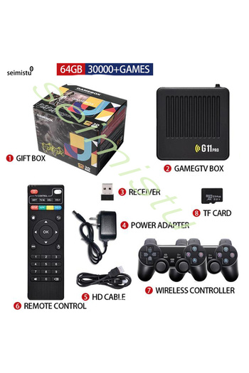 Choice EU Plug 64G--30000 GAME Arcade game box G11 Pro Game Box TV 256G in 60000+ Retro Games 4K HD Video G