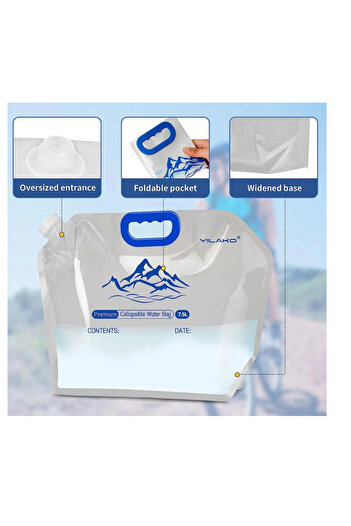 Yilako Set of 2 Yilako water bags, 2 x 7.5 l, plastic, transparent