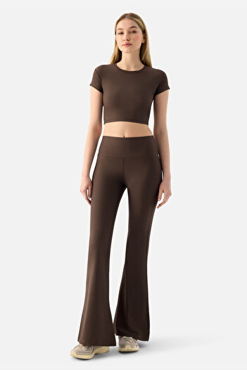 Superstacy Melina High Waist Flared Leg Bitter Brown Sports Leggings