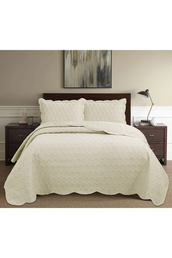 Bella Home Honey Comb 3D Double Bedspread Set (3 Pieces) - 260X240 cm