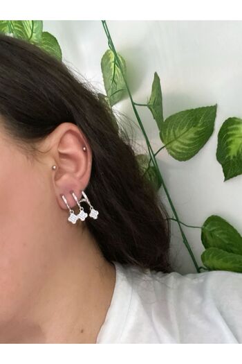 stainless steell Çoklu Görünüm Taş Detaylı Çelik Küpe
