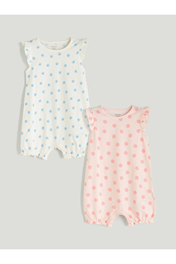 LC Waikiki Lcw Crew Neck Baby Girl Combed Cotton Jumpsuit 2-Pack
