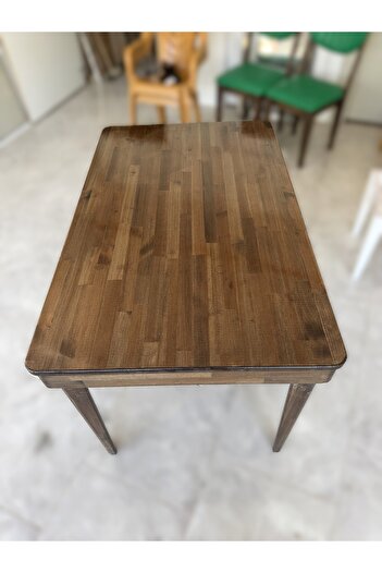 Store Ev ofis balkon teras yemek çay kahve ahşap masif panel vernikli yemek masası