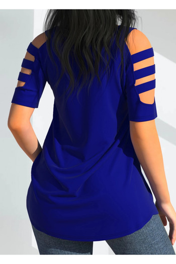 DS Couture Eyesof Women's Short Sleeve Sleeves Stripe Detail V Neck Viscose Blouse