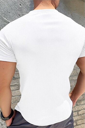 buğrahayalin Men's Short Sleeve Crew Neck Twist Blouse