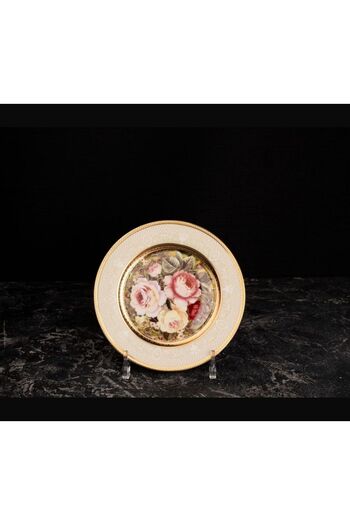TOHFAT-AL MAIDAH Single dessert plate with golden roses